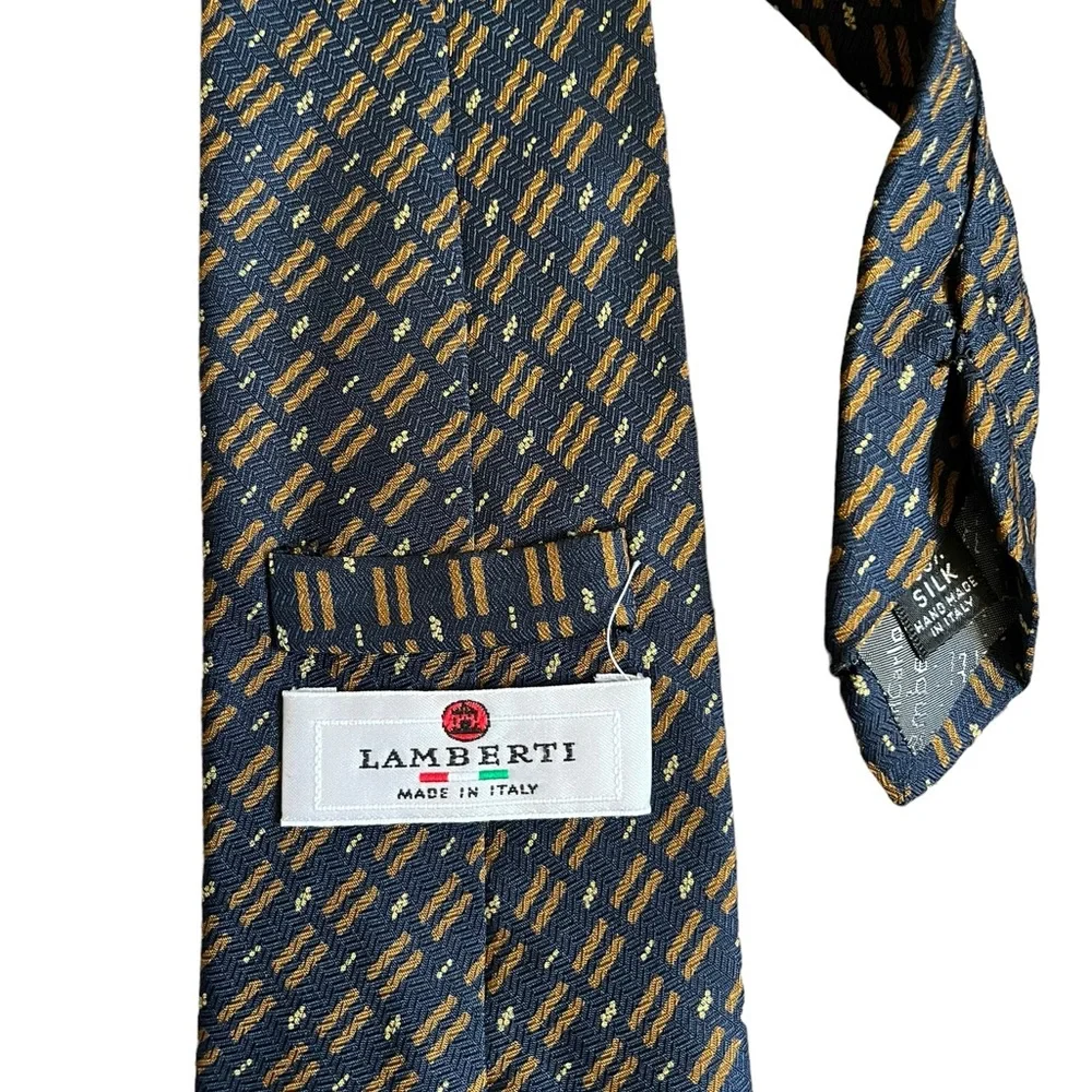 Gian Carlo Lamberti Mens Ties Lot of 2 100% Silk Handmade in Italy Geometric